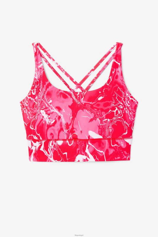 PPH0J1828 mármore rosa FILA top de sutiã fila pink mármore uplift cross back